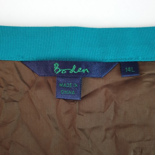 Boden Brown Floral Beaded A Line Skirt Size 14L Lined 100% Cotton - Picture 8 of 13