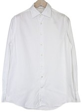SUITSUPPLY Men's Formal Shirt S Slim White Cotton Spread Collar Long Sleeve 