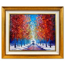 Slava Ilyayev Early Winter walk Painting Original Oil Canvas Hand signed framed