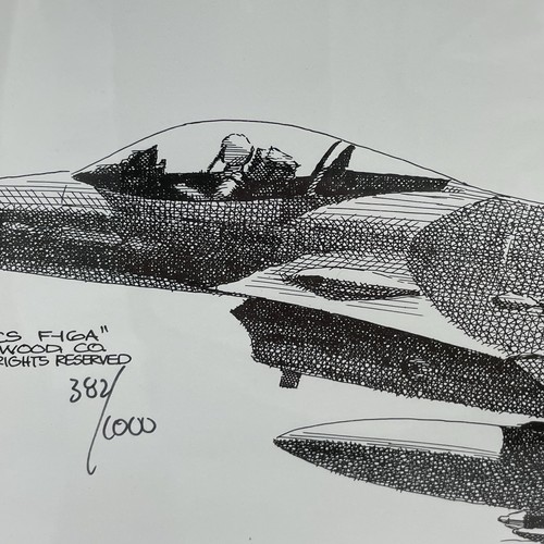 Vintage General Dynamics F-16A Joe Milich Sketch Frame Print 20x16.5 Signed #382 - Picture 9 of 17