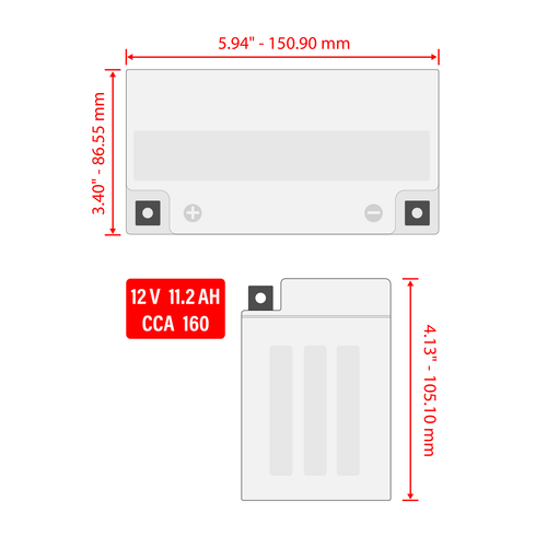 Caltric AGM Battery for Honda VT750C2B Shadow Phantom 750 2010 - 2023 / YTZ14S - Picture 2 of 7