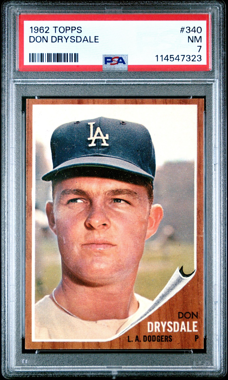 1962 Topps #340 Don Drysdale PSA 7 NM