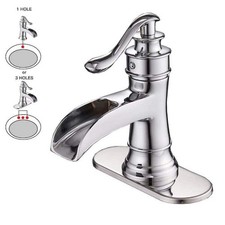BWE Waterfall 1-Hole Single-Handle Low-Arc Bathroom Faucet in Polished Chrome