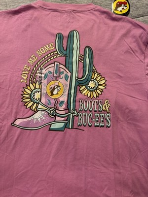 Buc-ee's ''Love Me Some Boots & Buc-ee's'' Rodeo Inspired Pink T Shirts Bucees 2X