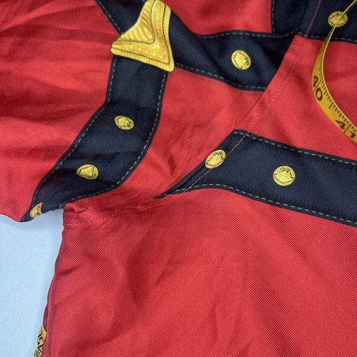 Camisa de seda roja Versace para hombre con arnés estampado de cabeza de Medusa manga larga talla 42 - Imagen 20 de 24