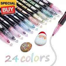 24 Colors Shimmer Outline Markers for Teen Girl Trendy Stuff, Metallic Glitter P