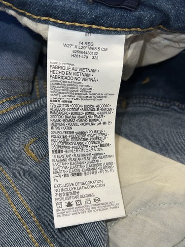 NWT Levi’s 511 Performance Slim Boys Size 14 27x29 Blue Jeans - Picture 7 of 7