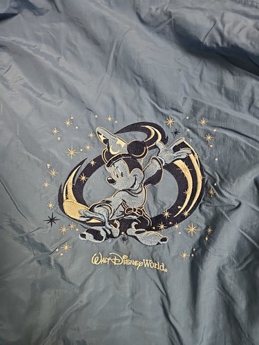 Vintage Walt Disney World Mickey Blue Zip Up Jacket Rain Hooded Adult Medium XL - Picture 2 of 8