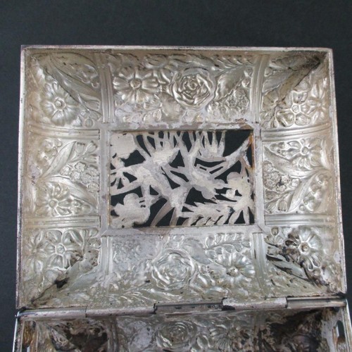 JEWELRY BOX - Antique PAIRPOINT Quad Silver - Repousse Flowers, Openwork, BIRDS! - Picture 11 of 17