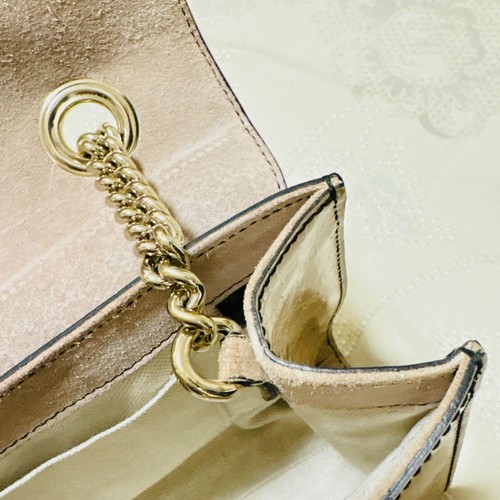 Borsa a tracolla Gucci Horsebit Emily GG catena pelle smaltata rosa autentica donna - Foto 11 di 24