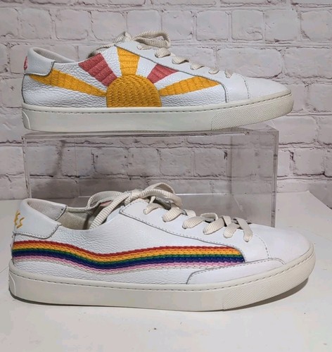 Soludos Ibiza Classic Sneaker Rainbow Wave White Multi Women's Size US 11 - Picture 1 of 12