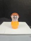 Vintage Fisher-Price Little People Figure Orange Body Brown Hair Glasses Teacher