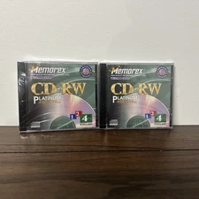 (2) Memorex CD-RW Platinum 4x Rewritable Speed 650 Mb / 74 Minutes ~ NEW, SEALED