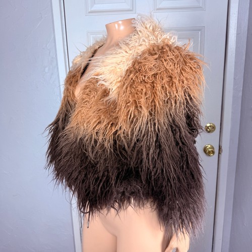 NUEVO Abrigo Terra Free People One Para Mujer Chaqueta Mediana Piel Sintética Ombre Peludo O24 - Imagen 2 de 7