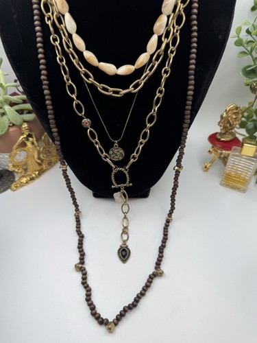 Freepeaple Modest Layered Necklace 5 Strands Long NECKLACE Mix Materials - Bild 2 von 6