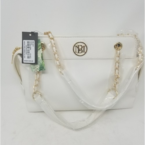 Badgley Mischka NEW White Vegan Shoulder Bag Gold Chain Purse Women's One Size - Picture 3 of 12