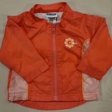 OshKosh Girls Lightweight Zip-Up Windbreaker Jacket 12 Month Pink Peacb