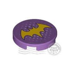 1x LEGO 14769pb192 Tile Decorated with Yellow Bat 2x2 Medium Lavender | 6186643