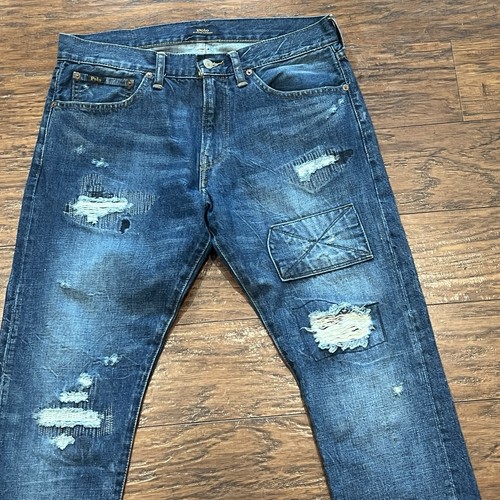 Polo Ralph Lauren The Sullivan Patchwork Distressed Jeans Men’s 32x29 - Picture 2 of 5