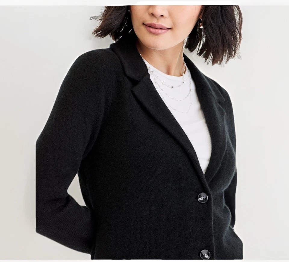 Blazer Charter Club 100 % cachemir suéter botón negro XS NUEVO CON ETIQUETAS $269 ropa de trabajo Foto 2 de 4