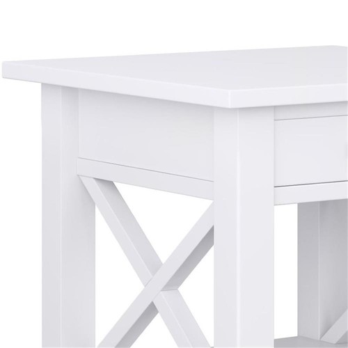 Pemberly Row 21" Square Contemporary Solid Wood End Table in White - Picture 4 of 8