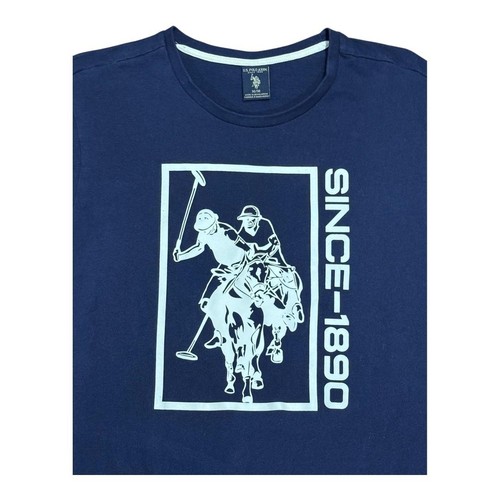 US Polo Assn Shirt Mens Medium Blue Graphic Tee Since 1890 Equestrian Horse - Picture 2 of 7