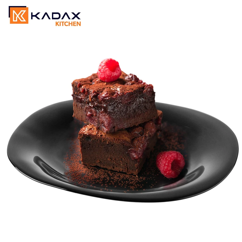 Lot de 6 assiettes à dessert noires - Passent au lave-vaisselle - En verre re... - Photo 3/4