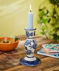Joe Browns Home Mediterranean Hand-Painted Floral Candlestick, Blue, One Size