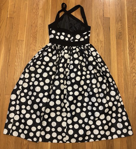 NWT JILL Jill Stuart Kusama Dress Black White Polka Dot Linen Midi Tea 10 - Picture 8 of 8