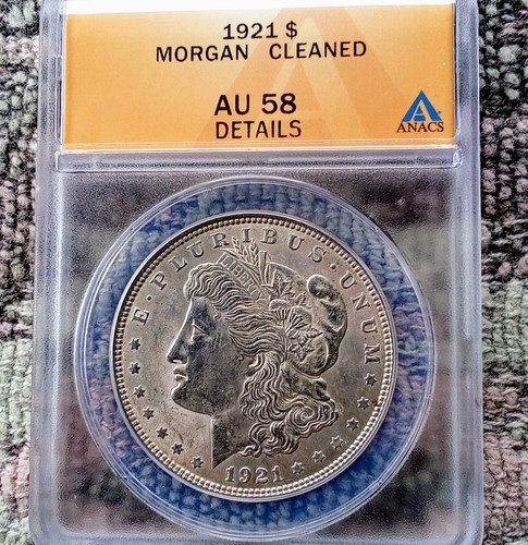 1921 P Morgan Silver Dollar ANACS Graded AU 58. - Picture 3 of 4