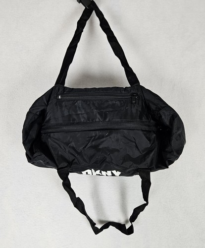 Vintage DKNY Windbreaker Jacket Mens L Black Pullover Convertible Duffle Bag Pou - Picture 24 of 24