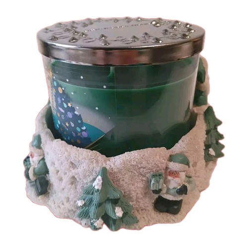 Crazy Mountain Vtg Christmas Tree Santa w Reindeer 3 Wick Candle Holder & Topper - Picture 5 of 14
