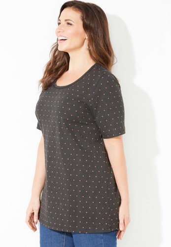Catherines Women's Plus Size Suprema Embroidered Scoopneck Tee - Picture 4 of 22