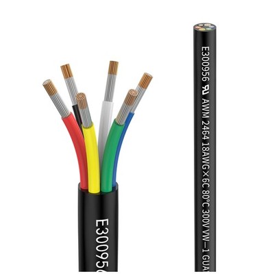 Oxygen-Free 50ft 18 AWG 6 Core Tinned Copper Wire   Flame Retardant PVC Jacket