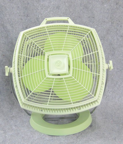 1970s Sears 3-Speed Floor/Wall Mount Electric Fan Avocado Green Metal Blades