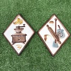 2 Vintage Lefton Diamond Ceramic Kitchen Wall Plaques 3003