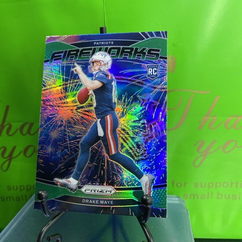 2024 Panini Prizm 🔥Fireworks Green Prizm 22 Drake Maye RC New England Patriots - Picture 9 of 15