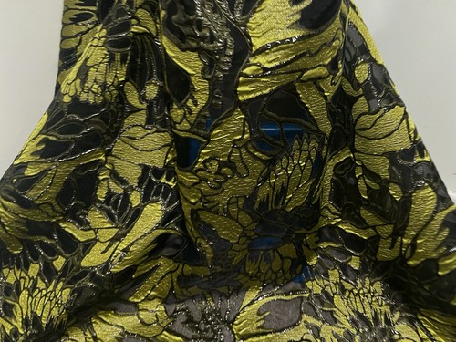 Green Black Metallic Brocade Organza Fabric 58” Width Sold By The Yard - Picture 4 of 5