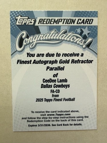2025 Topps CeeDee Lamb Shop for 2025 Topps Signature Class Football autographs on eBay (Raw)