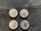Lot of 4 Washington 90% Quarters 1946 1948 1953 1957D. Free Shipping