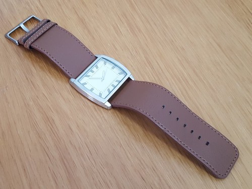Mens F&F Fashion Brown Retro Style Wide Cuff Square Analogue Quartz Watch - Picture 6 of 10