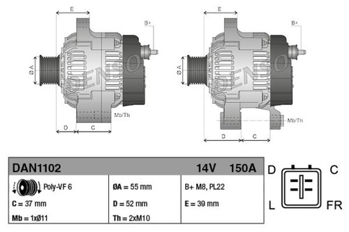 DENSO Lichtmaschine Generator LiMa ohne Pfand DAN1102 - Imagen 4 de 5