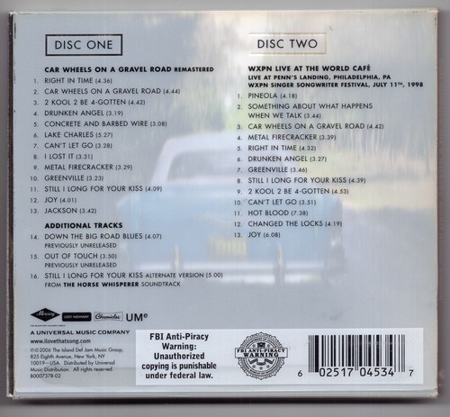 LUCINDA WILLIAMS Car Wheels on a Gravel Road [Deluxe Ed.](2CD, 2006, Merc) RARE - Picture 2 of 2