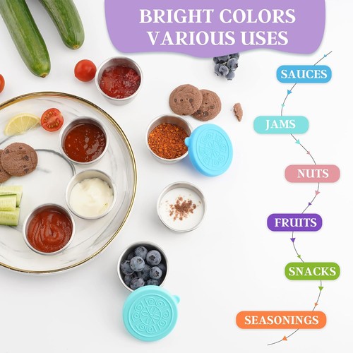6x1,6 Unzen Salat Dressing Behälter mit Deckel, Klein Auslaufsicher 1,6 Unzen, Regenbogen - Bild 4 von 8