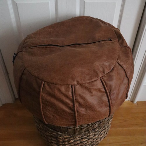 Pouf ecopelle marocchino pouf ottomano copri poggiapiedi sacco a pelo cuscino pavimento boho - Foto 2 di 6