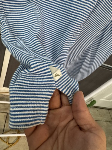 Tommy Bahama Mens XL Polo Shirt Supima Cotton Blue Short Sleeve Striped Logo - Picture 10 of 10