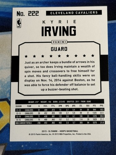 Kyrie Irving 2015-16 Panini NBA Hoops #222 vs Kobe Bryant Cleveland Cavaliers - Imagen 2 de 2