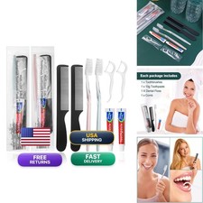 HQSLsund 100pcs Disposable Toothbrushes 4-in-1 Kit with Toothpaste Floss Comb