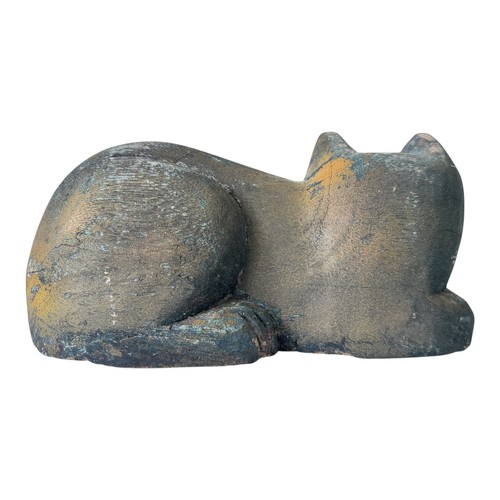 Vintage Folk Art Primitive Wooden Cat Statue - Picture 2 of 13