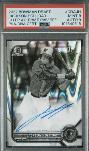 JACKSON HOLLIDAY 2022 Bowman Chrome Auto Black & White RayWave Card# CDA-JH